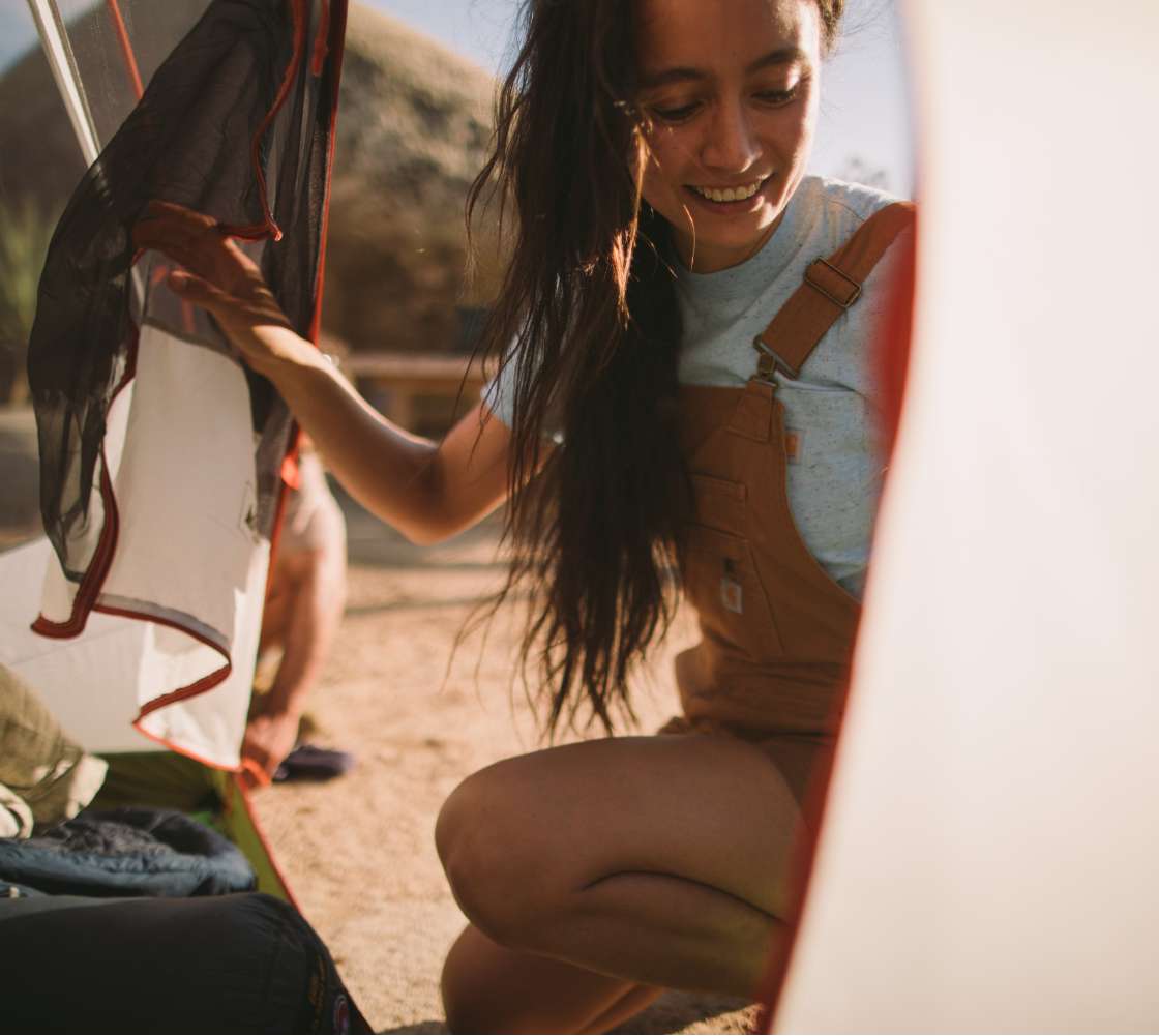 woman in tent